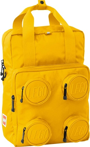 LEGO Yellow Backpack, Brick Shape 2 x 2 with Zippered Studs