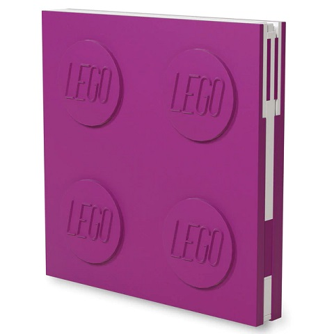 Magenta Notebook with Pen, LEGO Studs, Magenta