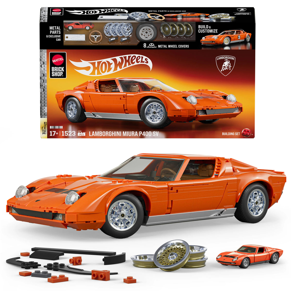 Mattel Brick Shop Hot Wheels '71 Lamborghini Miura P400 SV 1523 Pieces