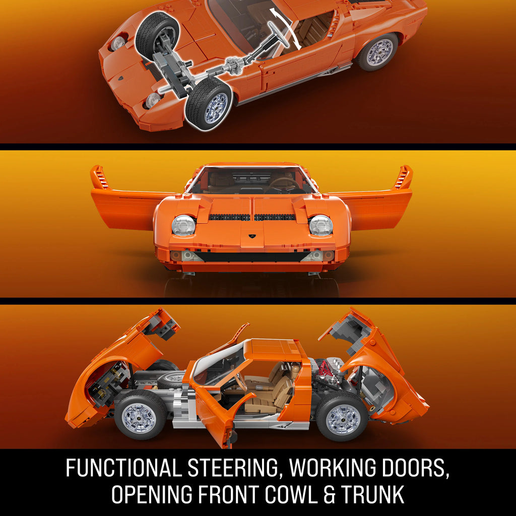 Mattel Brick Shop Hot Wheels '71 Lamborghini Miura P400 SV 1523 Pieces