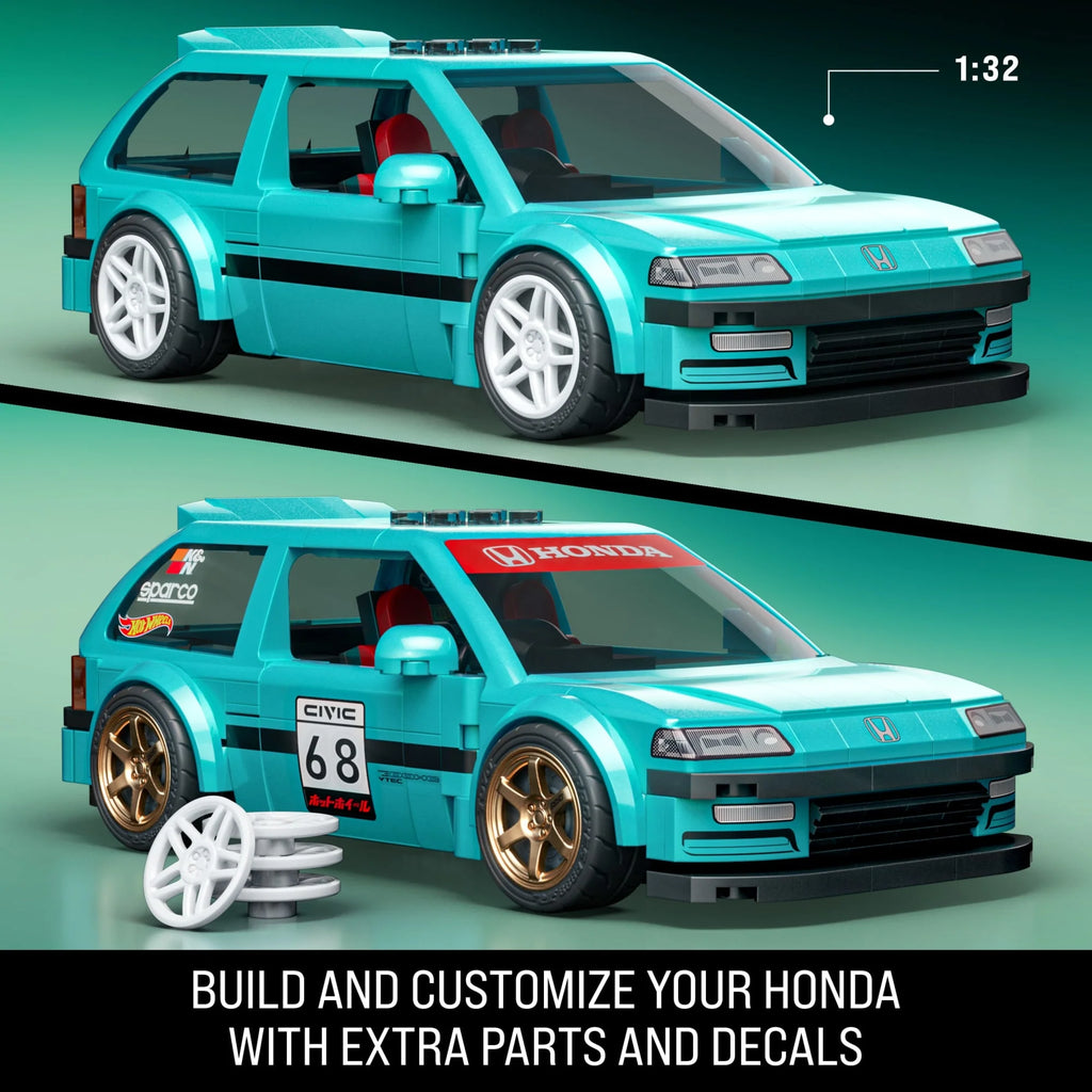 Mattel Brick Shop Hot Wheels Custom '90 Honda Civic EF 248-Piece Building Kit
