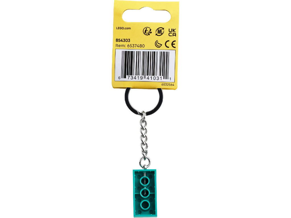 LEGO Bright Bluish Green 2x4 Stud Key Chain 854303