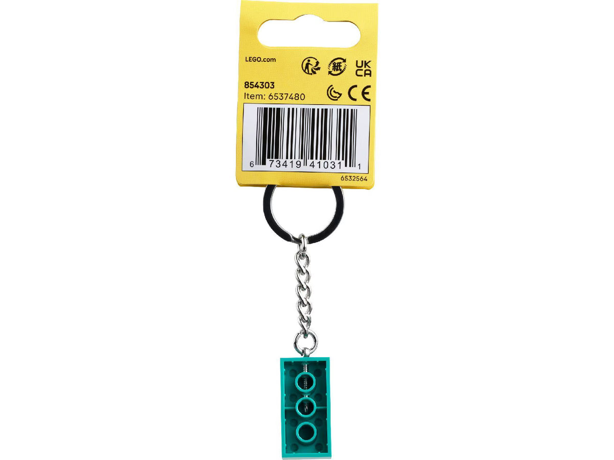 LEGO Bright Bluish Green 2x4 Stud Key Chain 854303