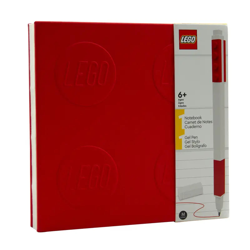 Red Notebook with Pen, LEGO Studs, Red