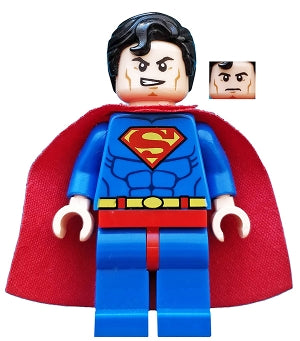 Superman - Blue Suit - Starched Fabric Cape - Frown - Lopsided Grin Minifigure
